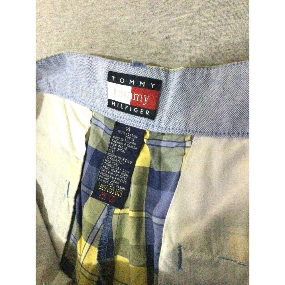 Vtg Tommy Hilfiger Plaid Shorts Womens Size 1 Blue Yellow Pleated Cotton Y2K NWT - Picture 9 of 16